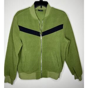 Zyia Active Green & Black Bomber Sherpa Cozy Athletic Jacket Womens Small